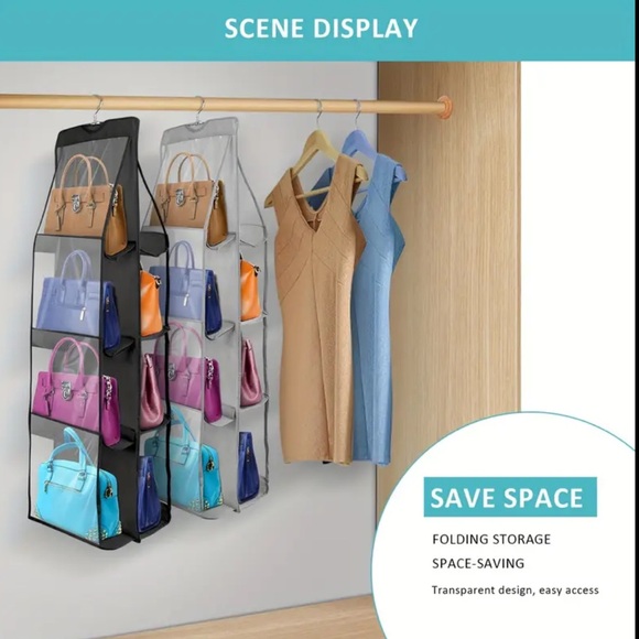 2 pack 8 Pocket Bag Organizer With Hanger Black - Picture 16 of 17